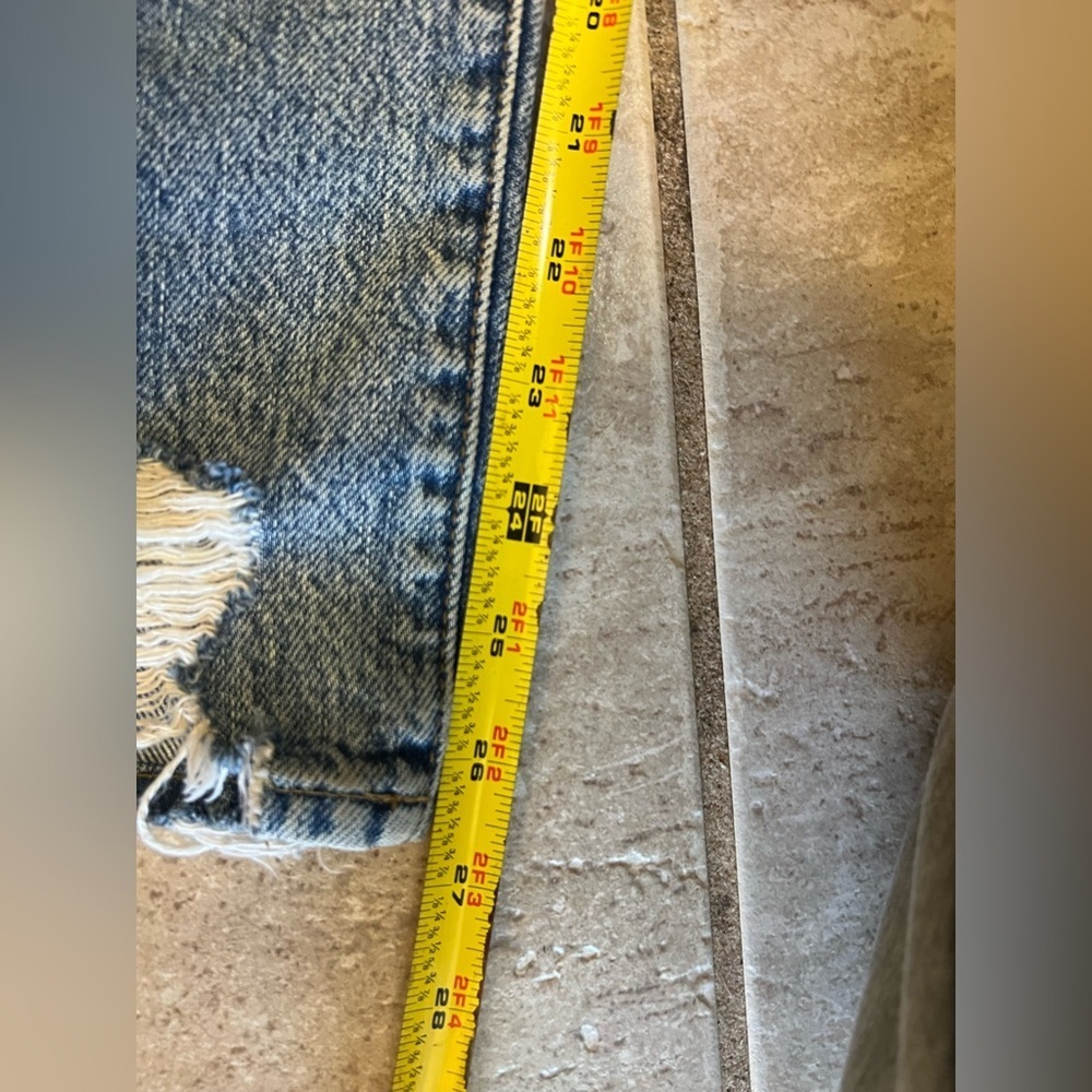 FRAME Le Original Distressed Straight Leg Jeans in Cascade Blue Rips-SZ 24 - Picture 10 of 15